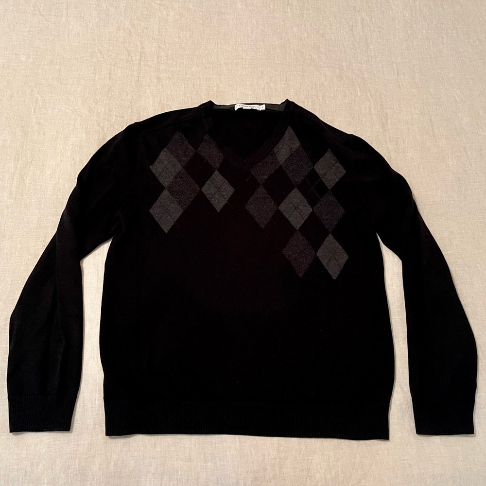 Calvin Klein 100% Cotton Argyle Sweater Size L